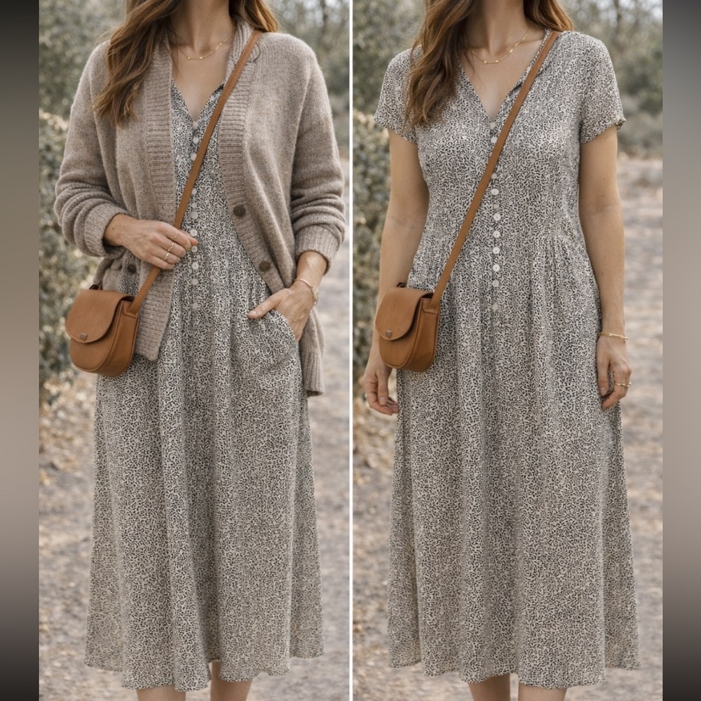 Madison Leigh Elegant Lightweight Whismical Midi Dress Size 8 Cottagecore
